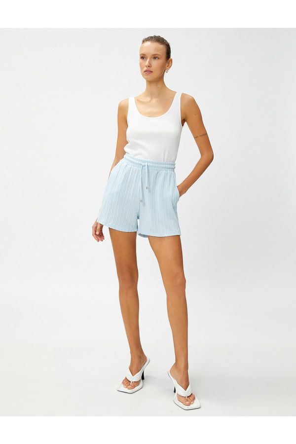 Koton Koton Tie Waist Shorts With Knitted Pattern