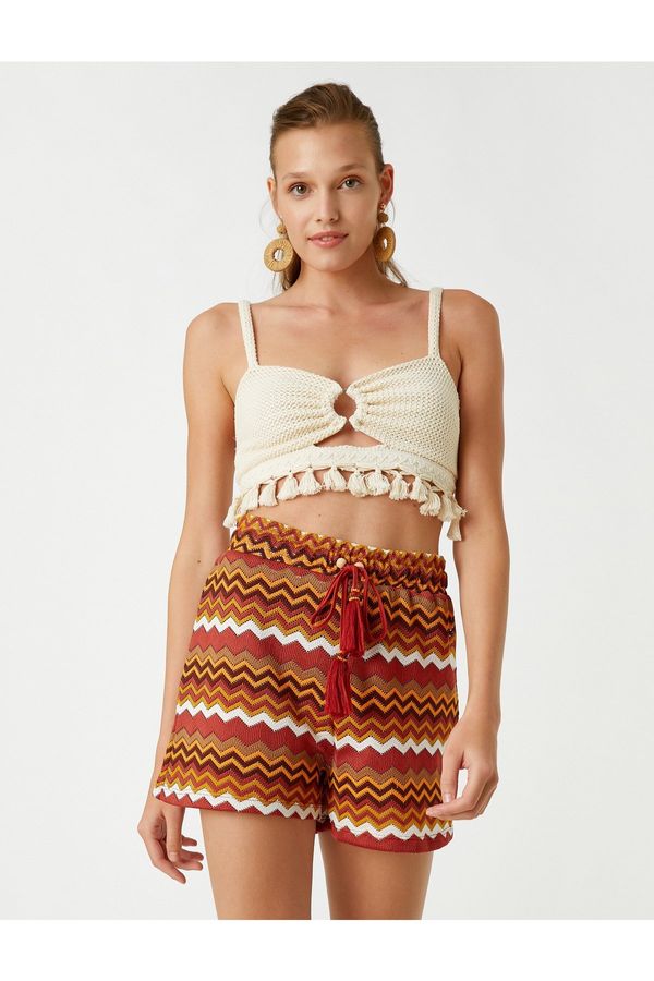 Koton Koton Tie Waist Shorts with Tassel Detail.