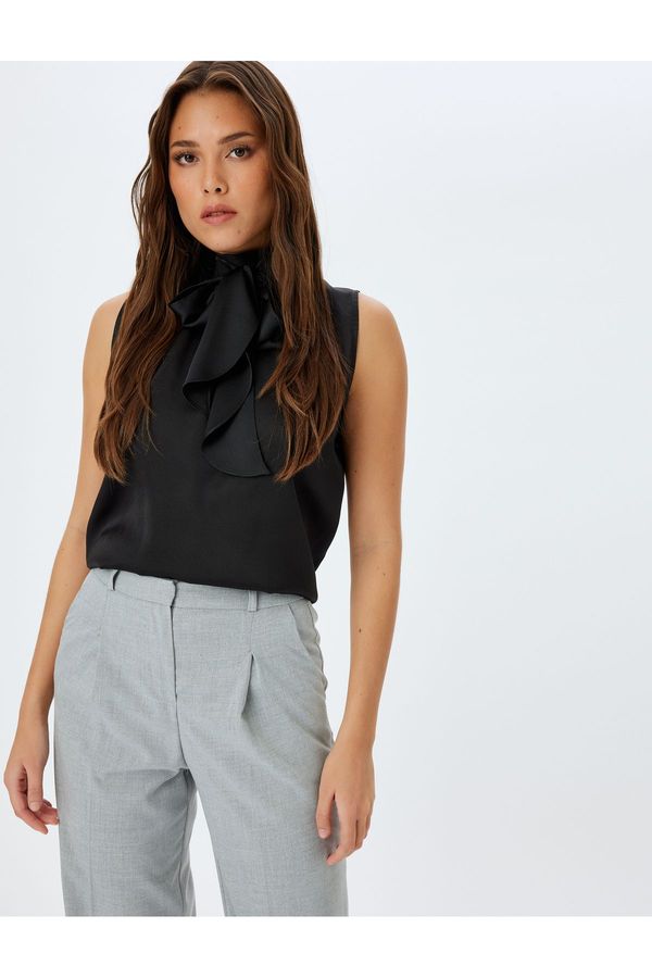 Koton Koton Tied Shawl Collar Sleeveless Satin Blouse