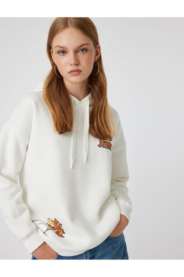 Koton Koton Tom and Jerry Oversize Hooded Sweatshirt Licensed Printed on the Back