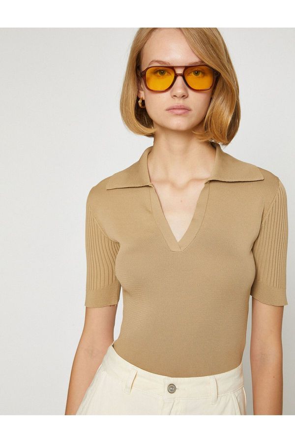 Koton Koton трикотаж пуловер поло яка къс ръкав