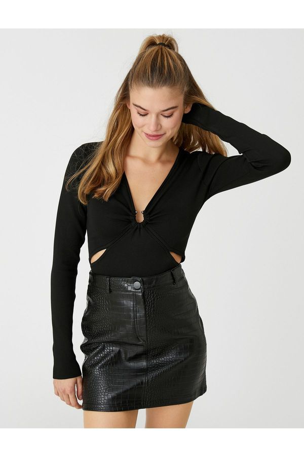 Koton Koton трикотаж пуловер прозорец детайл