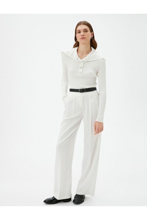 Koton Koton трикотаж пуловер широка яка щракам бутони дръжкова