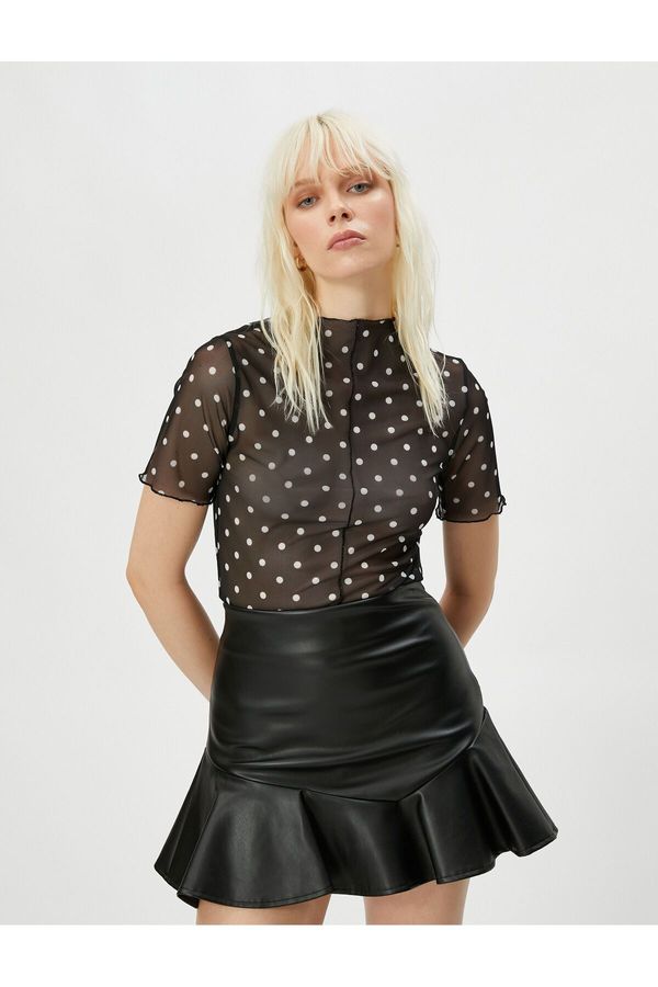 Koton Koton Tulle Transparent Short Sleeve T-Shirt
