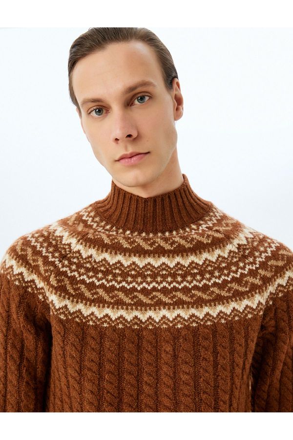 Koton Koton Turtleneck Textured Patterned Knitwear Sweater
