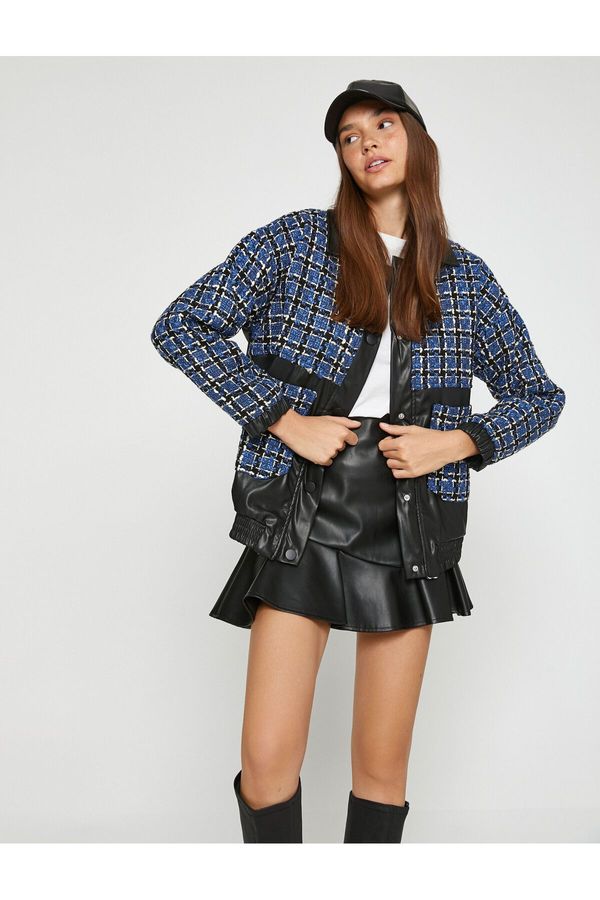 Koton Koton Tweed пилотно яке кожа изглежда подробно