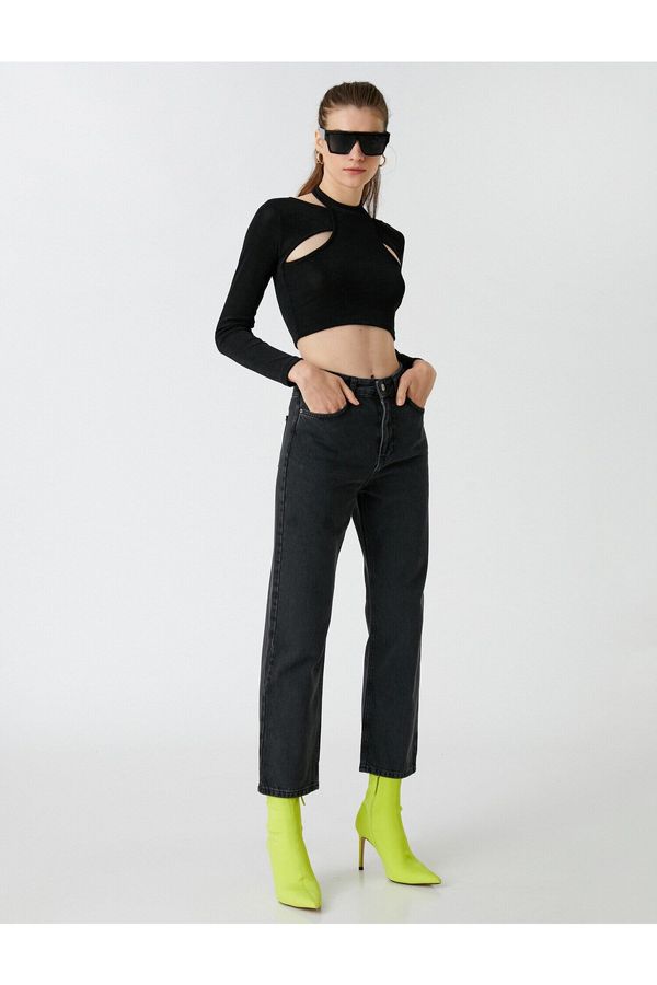 Koton Koton висока талия прави кроп крак дънки - Ева Жан