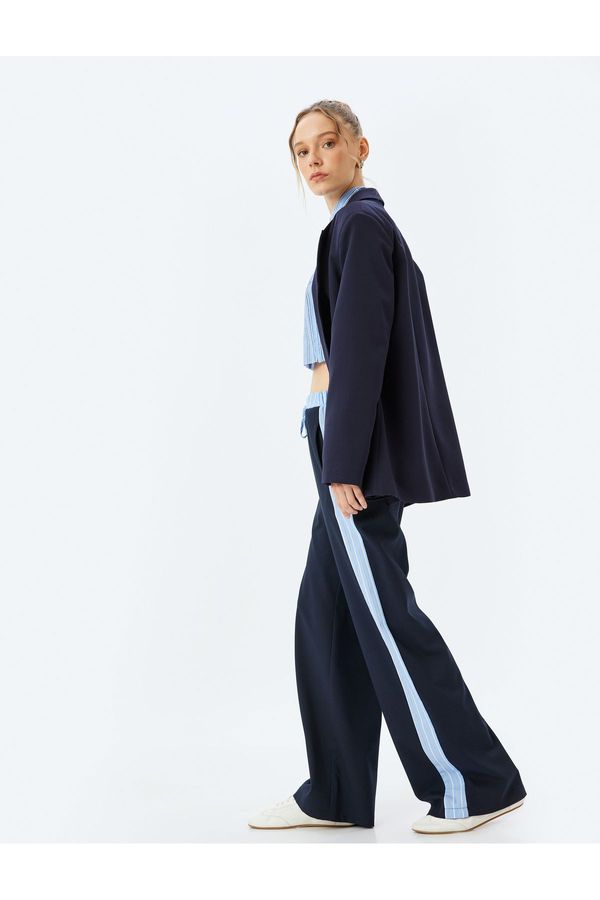 Koton Koton Waist Tie-Up, Piping, Pocket Detailed Straight Leg Tracksuit Trousers