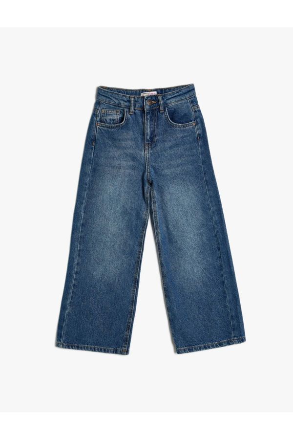 Koton Koton Wide Leg Jeans Standard Waist Slim Fit Buttoned Pocket Cotton - Wide Leg Jeans