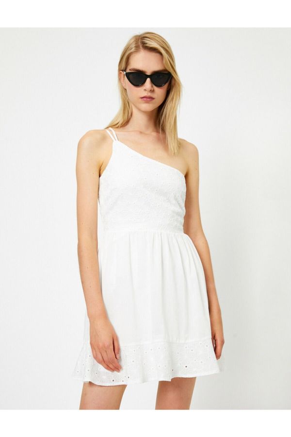 Koton Koton Women's White Sleeveless Embroidered Short Dress