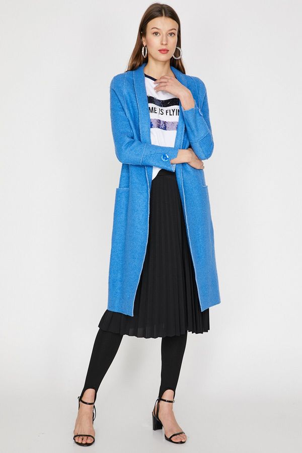 Koton Koton Women's Blue Pocket Detailed Coat