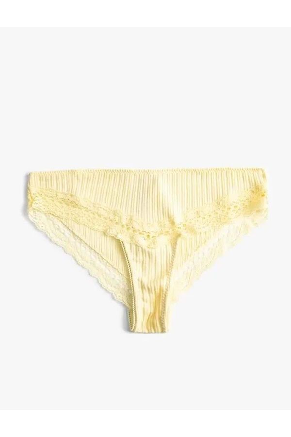 Koton Koton Women's Underwear Lace Panty Brief Textured 3slk30028mk Yellow Yellow