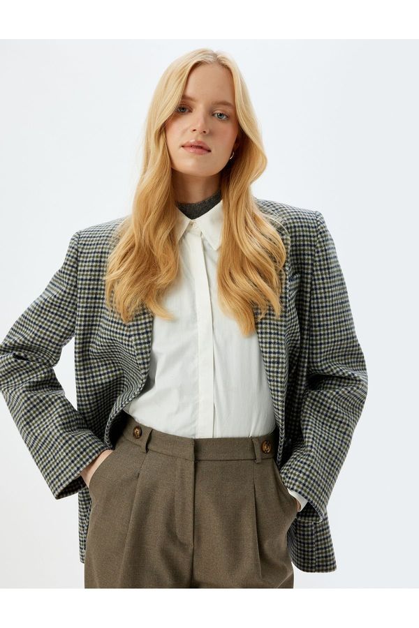 Koton Koton Wool Blend Pocket Double Breasted Oversize Blazer Jacket