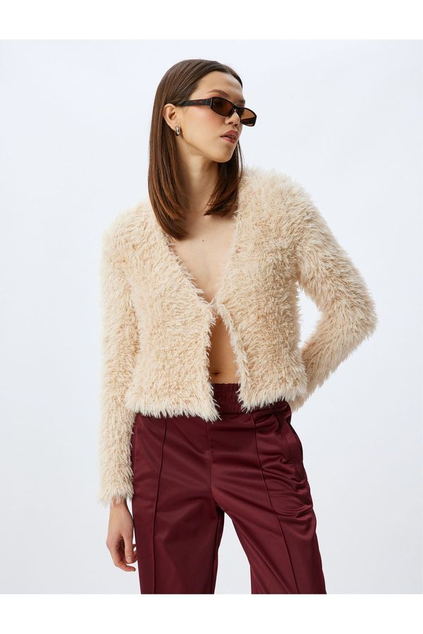 Koton Koton X Inji - Plush Cardigan with Tie Detail