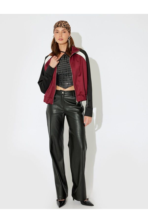 Koton Koton X Inji - Zippered Stand Collar Color Block Comfortable Sweatshirt