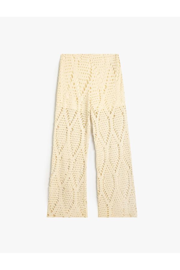 Koton Koton X Melis Agazat - Crochet Trousers Half Lined Wide Leg