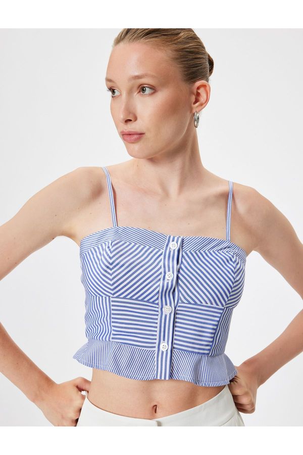 Koton Koton X Melis Ağazat - Crop Strap Bustier Buttoned Cotton
