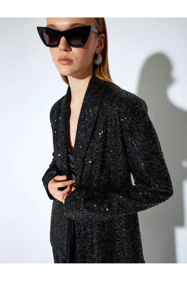 Koton Koton X Melis Ağazat - Sequined Embroidered Double Breasted Blazer Jacket