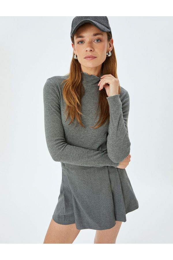 Koton Koton X Şahika Ercümen - Long Sleeve Ruffled Stand Collar Bodysuit