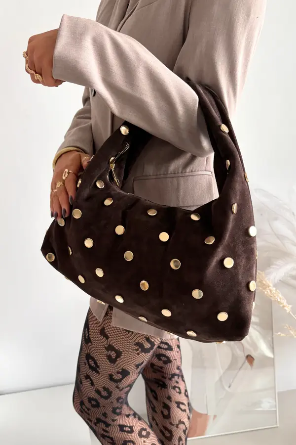 Boto Кожена велурена чанта с декорации