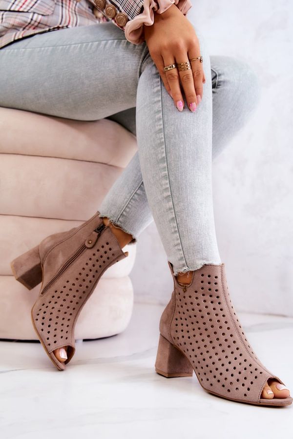 Maciejka Кожени ажурни боти Maciejka