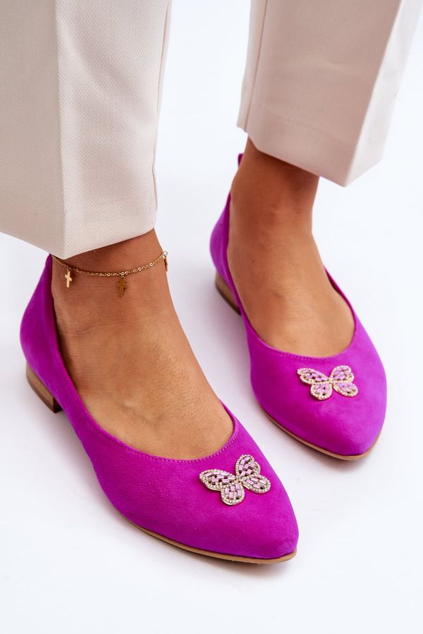 Zazoo Кожени балерини със златисто-бяла украса Zazoo 2885