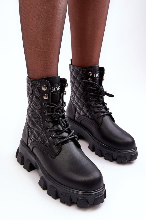 GOE Кожени боти до глезена Броги с плосък ток GOE