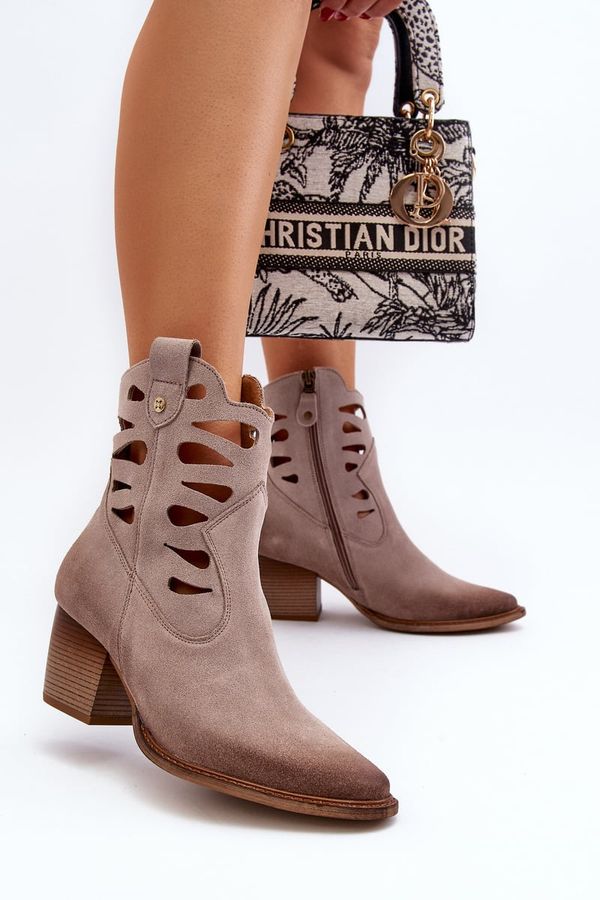 Maciejka Кожени ботуши с изрезки Maciejka