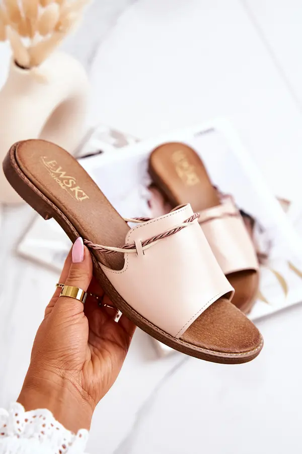 Boto Кожени чехли Lewski Shoes 3047 бежово