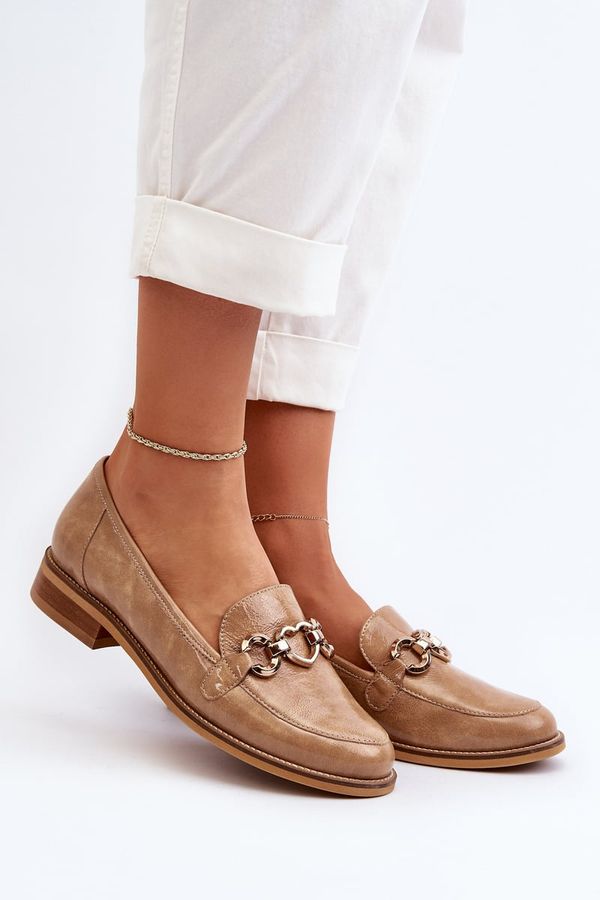 Laura Messi Кожени дамски лачени мокасини Laura Messi 2760 Кафяви