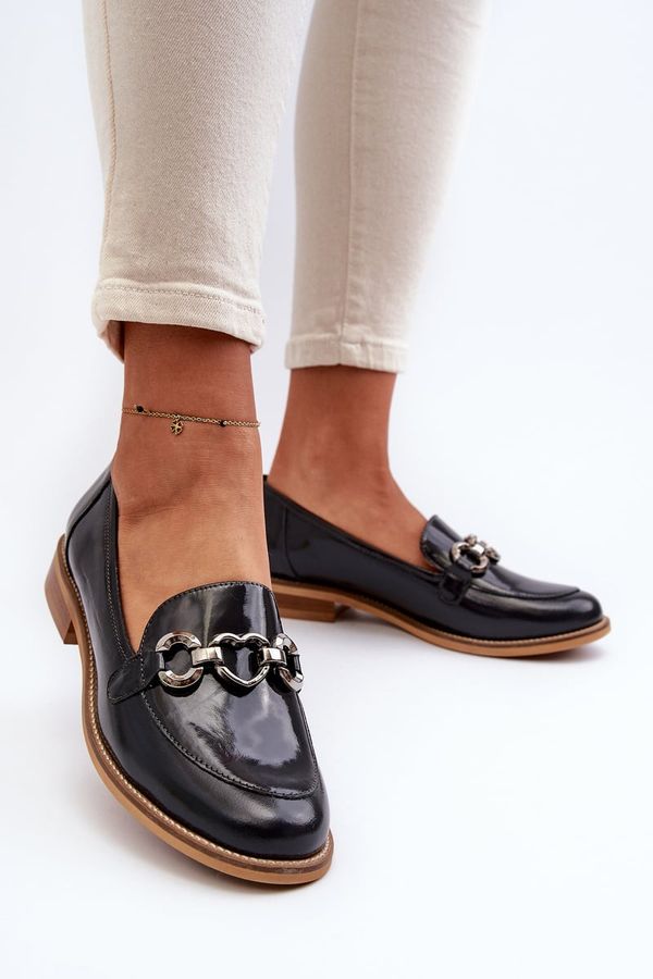 Laura Messi Кожени дамски лачени мокасини Laura Messi 2760 Navy