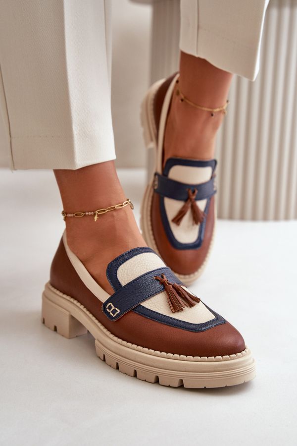 Laura Messi Кожени дамски мокасини кафяви Laura Messi 2835