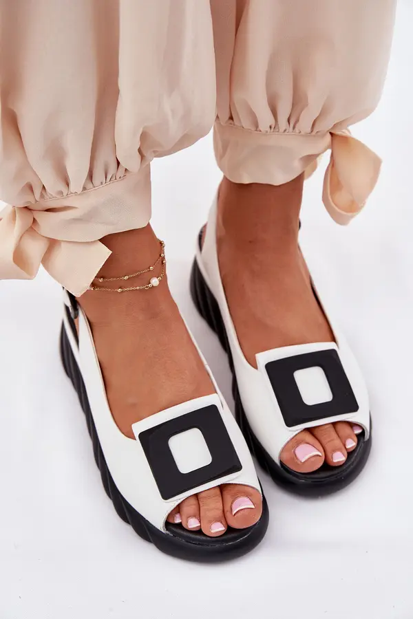 ARTIKER Кожени дамски сандали на платформа с декорация Artiker