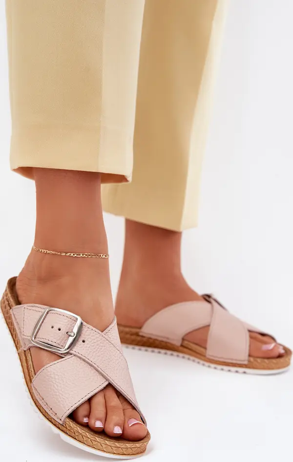 Inblu Кожени дамски сандали с катарама розови Inblu