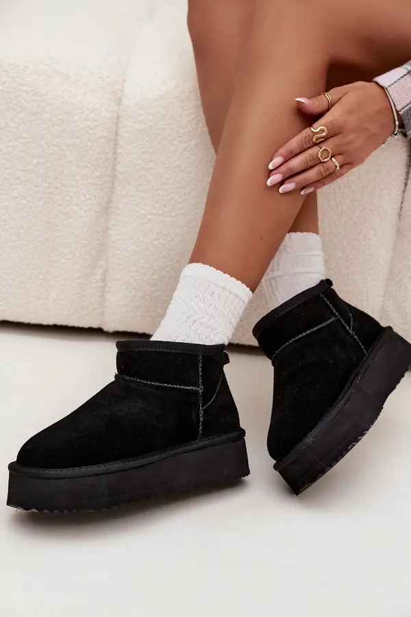 VINCEZA Кожени дамски зимни обувки на платформа Vinceza