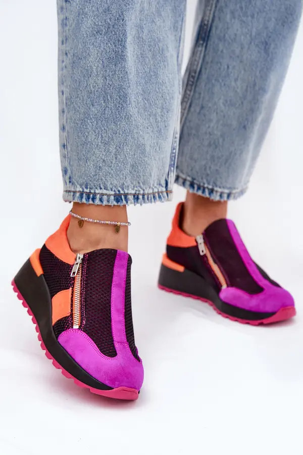 Maciejka Кожени маратонки на платформа Maciejka Черни