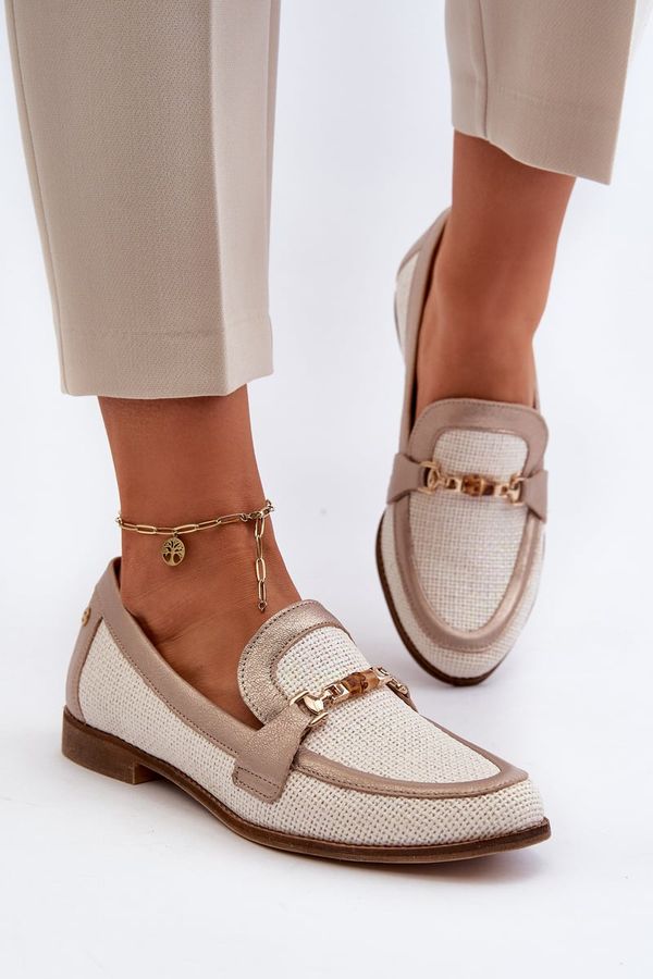 Maciejka Кожени мокасини със златен орнамент Maciejka