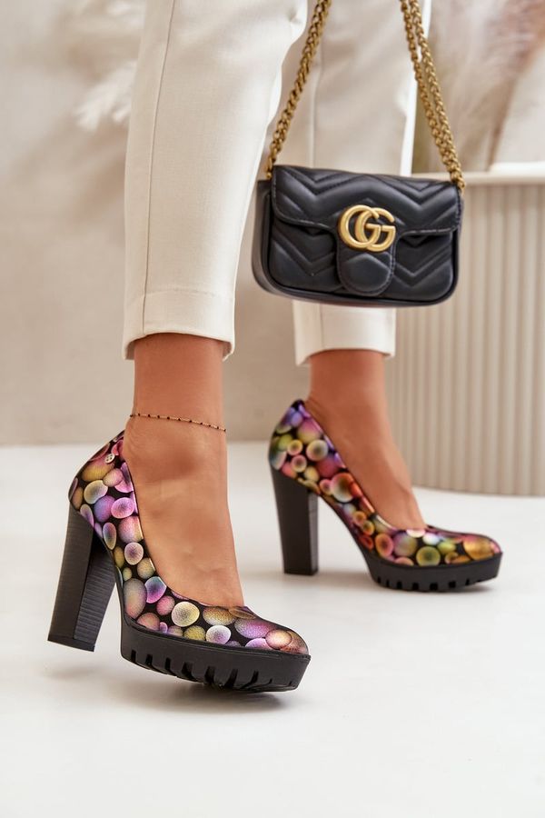 Maciejka Кожени обувки на блок ток Maciejka