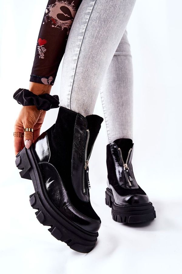 Laura Messi Кожени подплатени ботуши Laura Messi Black 2371