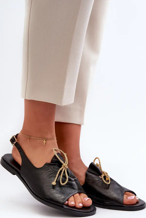 Zazoo Кожени равни сандали Zazoo 2898 Черни