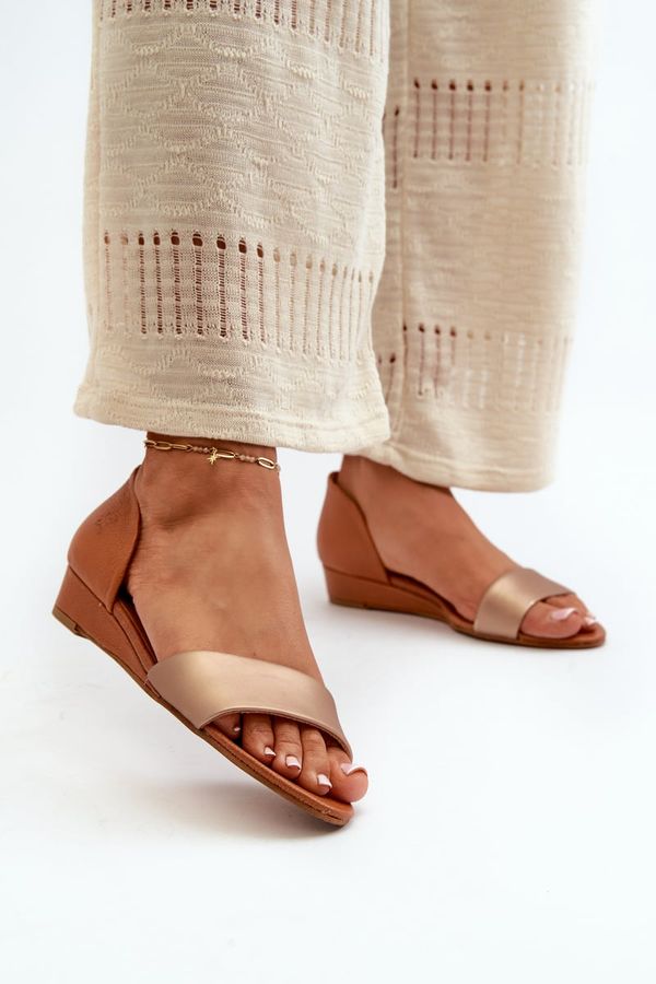 Maciejka Кожени сандали Maciejka 1971-68 кафяво-златисти