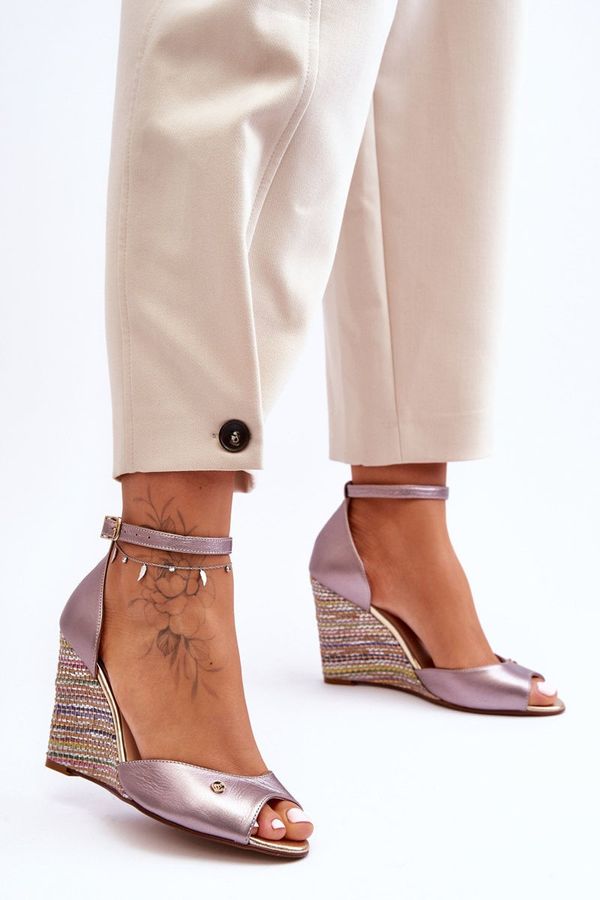 Laura Messi Кожени сандали на клин Laura Messi