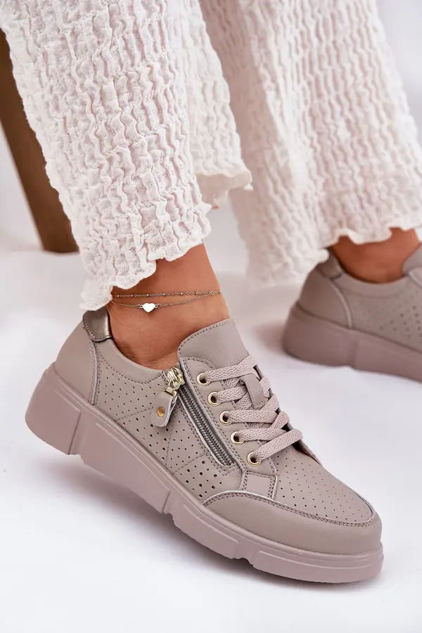 VINCEZA Кожени Спортни Обувки Сникърси На Платформа С цип Vinceza