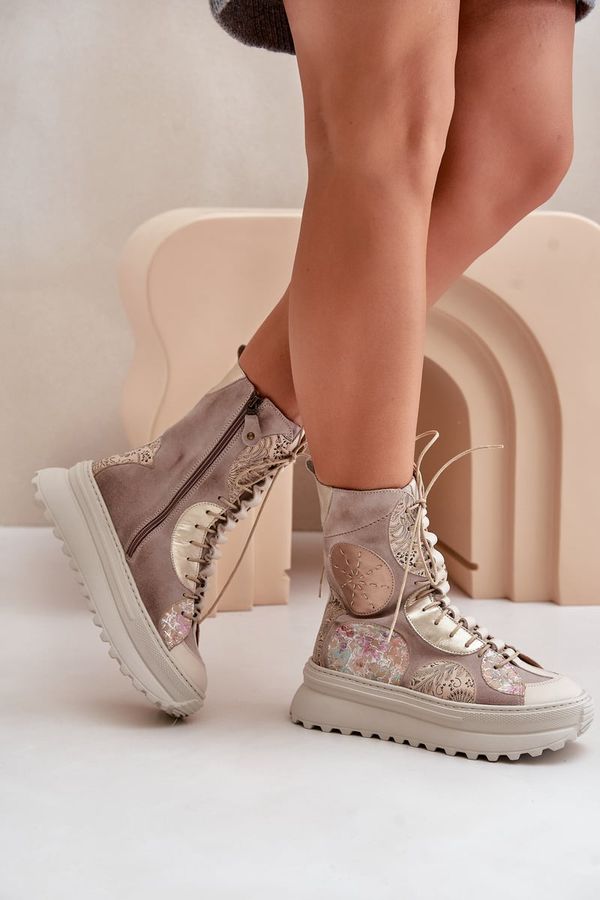 Maciejka Кожени Замшени Боти На Платформа С Топлина Maciejka