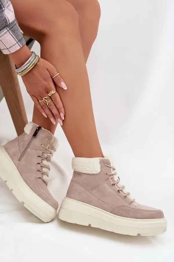 VINCEZA Кожени зимни обувки за жени с пухкава подплата на платформа Vinceza