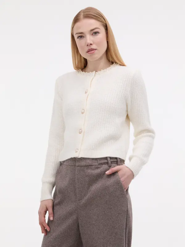 Orsay Кремаст дамски кардиган с апликация ORSAY