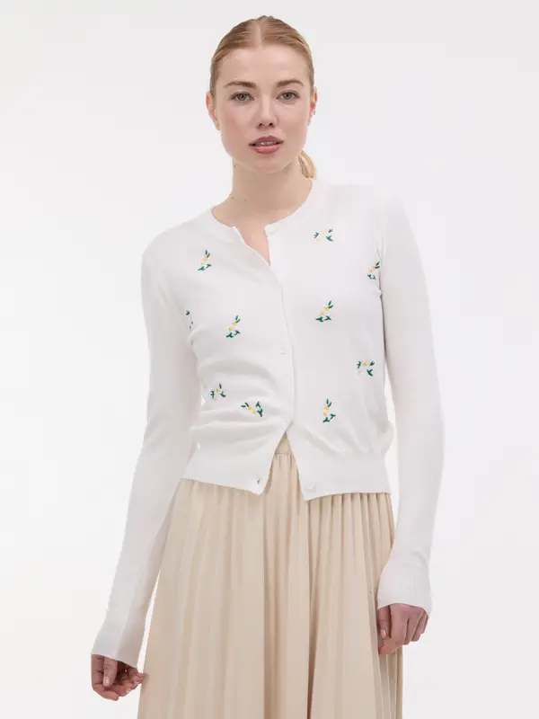 Orsay Кремаст дамски кардиган с бродерия ORSAY