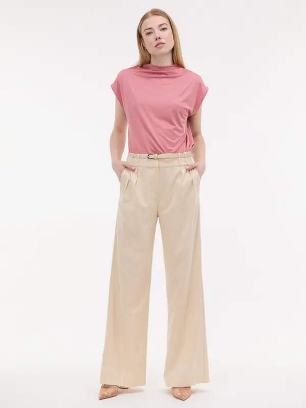 Orsay Кремави дамски широки панталони ORSAY