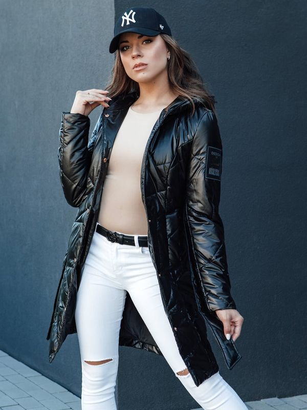 DStreet Kurtka damska pikowana długa z kapturem PAUL czarna Dstreet