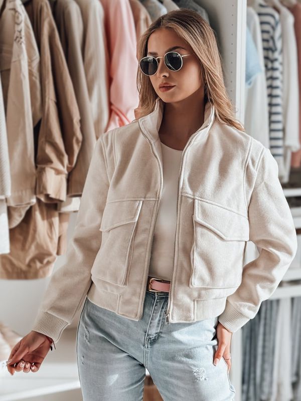 DStreet Kurtka damska przejściowa bomberka oversize LUMINA beżowa Dstreet